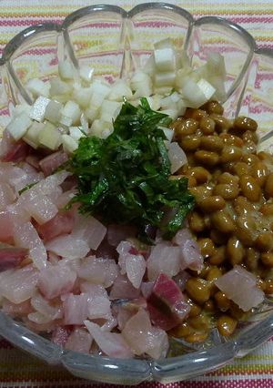 カンパチ、ウド、大葉入り納豆-レシピのメイン写真