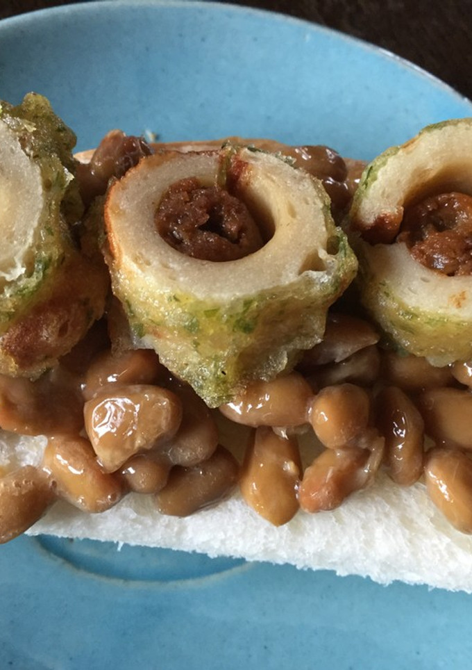 納豆とキーマカレー磯辺揚げのトースト-レシピのメイン写真