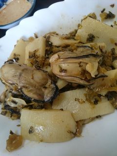 牡蠣とタケノコの辛子高菜炒め-レシピのメイン写真