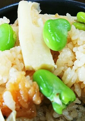 自家製かつお醤油で筍と空豆の炊き込みご飯-レシピのメイン写真