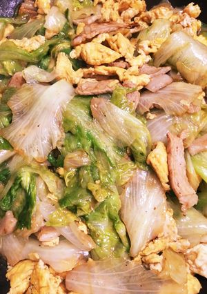 簡単、レタスの豚玉オイスター炒め-レシピのメイン写真