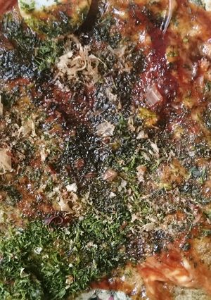 よもぎ、タンポポの葉タップリのお好み焼き-レシピのメイン写真
