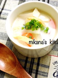 簡単☆豆乳和風スープ☆朝食にも☆-レシピのメイン写真