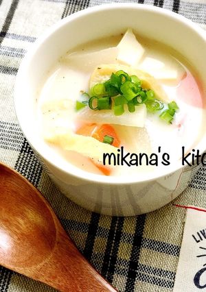 簡単☆豆乳和風スープ☆朝食にも☆-レシピのメイン写真