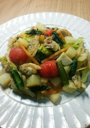 春野菜とアサリのガーリック醤油バター炒め-レシピのメイン写真