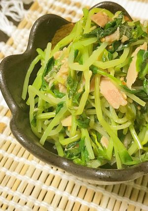 簡単！レンジで豆苗のツナ梅しそ和え-レシピのメイン写真