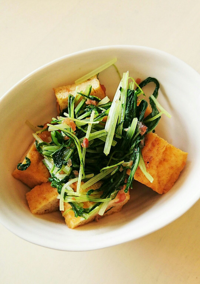 水菜と厚揚げの梅肉炒め-レシピのメイン写真