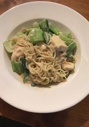 青梗菜の豆乳味噌クリーム焼きそば-レシピのメイン写真