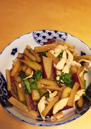 さつまいもと鶏肉オイスター炒め-レシピのメイン写真