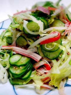 【胡瓜とレタスとカニかまの酢の物】-レシピのメイン写真