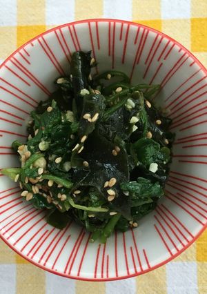 青菜とワカメのバジルペスト和え-レシピのメイン写真