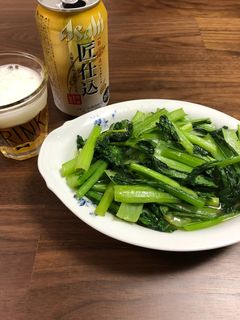 ビールが進む…ニンニクが効いた青菜炒め!-レシピのメイン写真