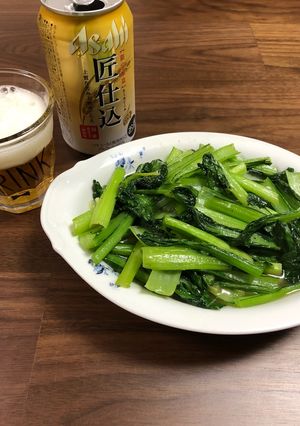ビールが進む…ニンニクが効いた青菜炒め！-レシピのメイン写真