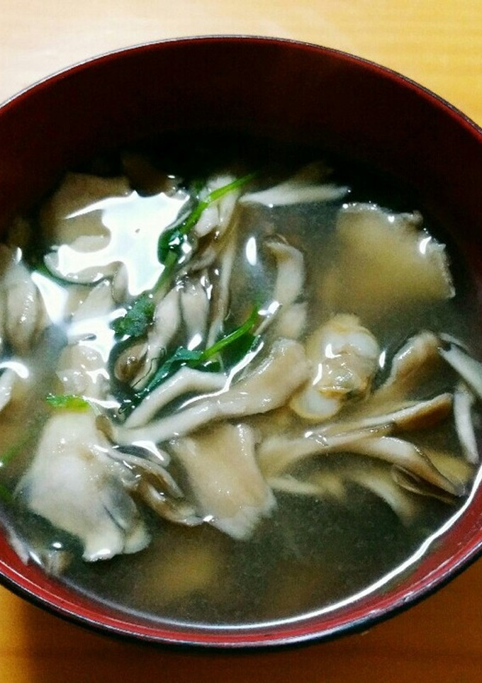 まいたけとあさりと豆苗の味噌汁-レシピのメイン写真