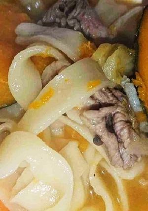 キャンプでも簡単！牛焼き肉ほうとう-レシピのメイン写真