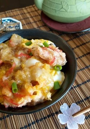 牛コマ100gで4人♡節約☆牛天丼卵とじ-レシピのメイン写真
