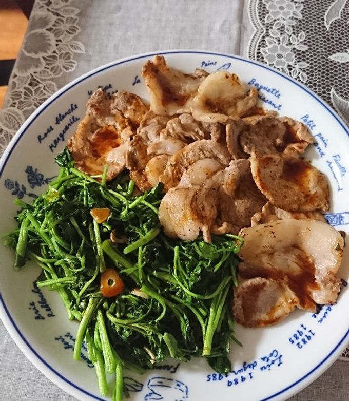クレソンと豚肉の黒コショウ炒め-レシピのメイン写真