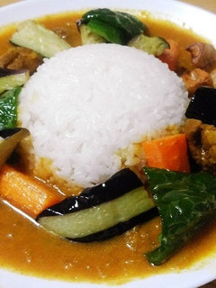 玉ねぎチキンカレー(揚げ野菜のせ)-レシピのメイン写真