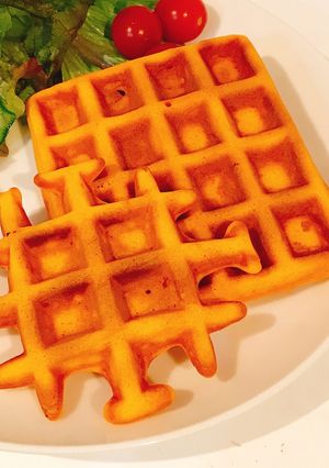 野菜ジュースで子供も喜ぶお手軽ワッフル-レシピのメイン写真