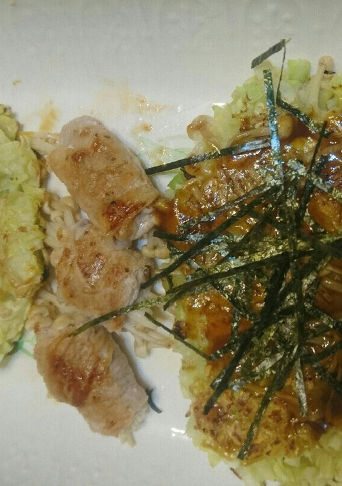 えのき茸のキャベツ焼きとロールえのき茸-レシピのメイン写真