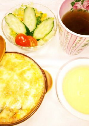 焼カレー＆コーンスープ サラダ　-レシピのメイン写真