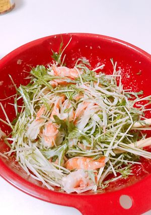 水菜と海老のカニカマサラダ-レシピのメイン写真