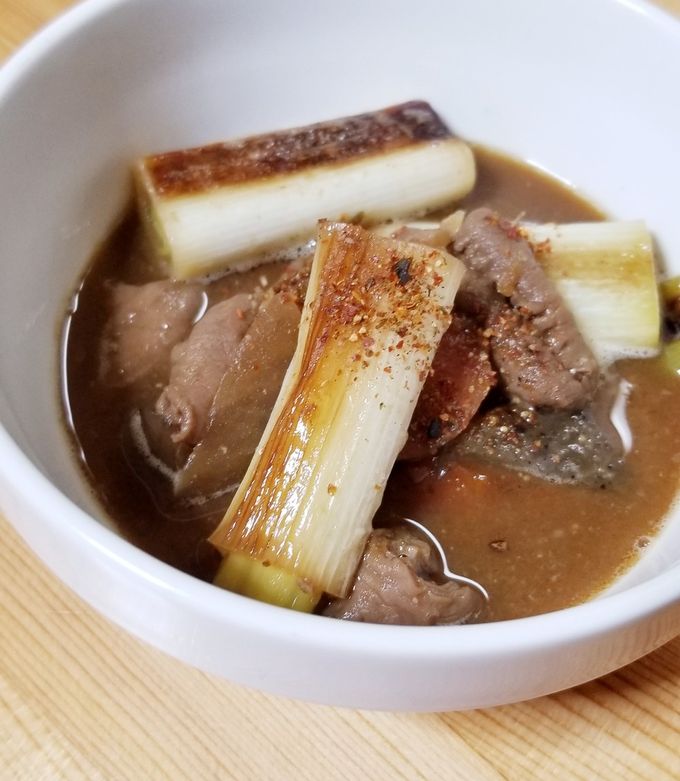 もつにネギ モツ煮込み残り✿焼きネギ入れ アレンジ❓ by 飛んでぶー