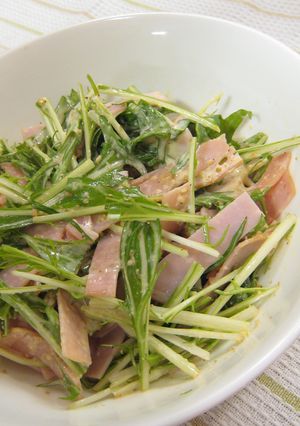 水菜とハムのマヨごま和え-レシピのメイン写真