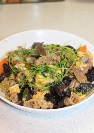 簡単！豆苗と豚肉ときくらげの中華炒め-レシピのメイン写真