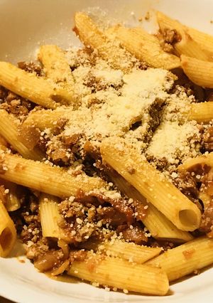 簡略☆鶏ひき肉のボロネーゼソース・ペンネ-レシピのメイン写真