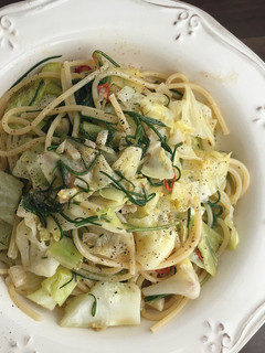 おかひじきとキャベツのパスタ-レシピのメイン写真