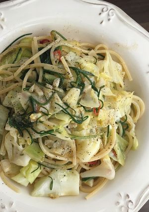おかひじきとキャベツのパスタ-レシピのメイン写真