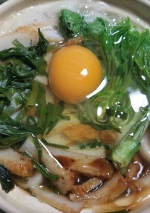 コシアブラなど山菜入りなべ焼きうどん-レシピのメイン写真