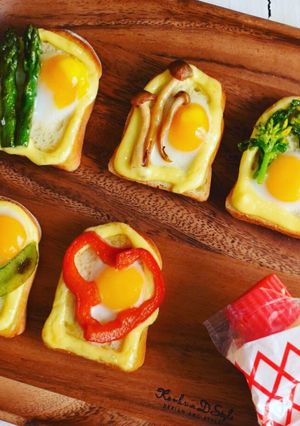 ミニドテマヨトースト☆うずら卵と焼き野菜-レシピのメイン写真