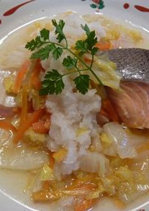 サーモンと野菜の蒸し焼き おろしソース♪-レシピのメイン写真