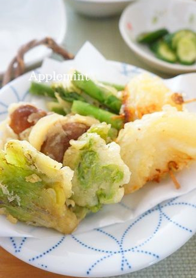 ふきのとう、アスパラ、新玉ねぎの天ぷら-レシピのメイン写真