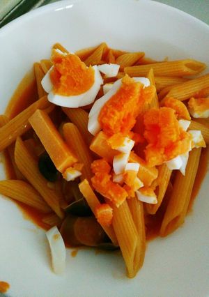 野菜ジュースで　ランチに　ショートパスタ-レシピのメイン写真