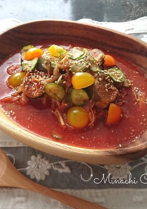 野菜ジュースで簡単♪冷や汁風スープごはん-レシピのメイン写真