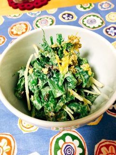 ケール菜の花と水菜のマスタードマヨ和え-レシピのメイン写真