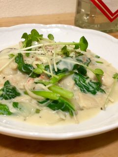帆立・ほうれん草・エリンギ 豆乳煮-レシピのメイン写真