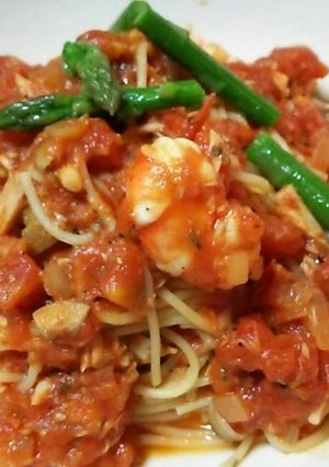 ✿海老と野菜とツナのトマトパスタ✿-レシピのメイン写真