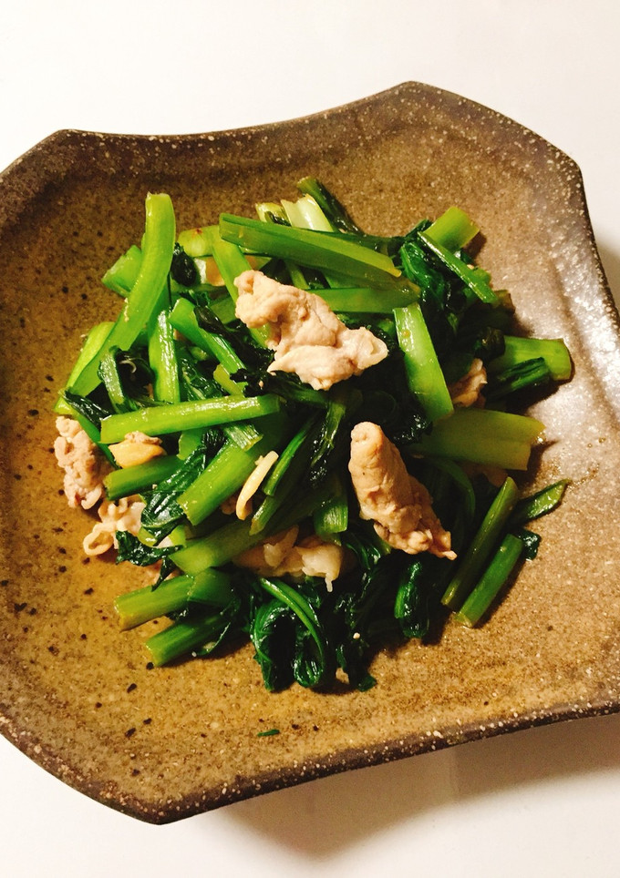 小松菜と豚肉の醤油炒め-レシピのメイン写真