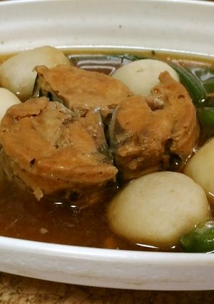 レンジで本格煮物♪里芋とサバ缶煮-レシピのメイン写真