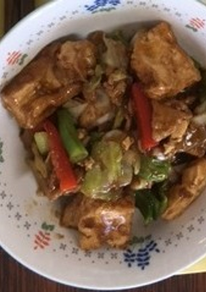 簡単給食　厚揚げと豚肉の味噌炒め-レシピのメイン写真