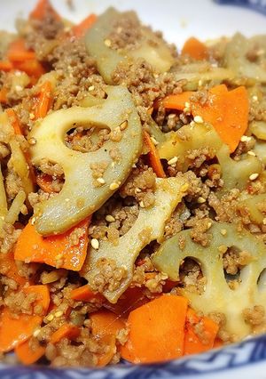 れんこんと人参の肉味噌きんぴら-レシピのメイン写真