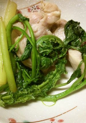 野草と鶏肉のスキヤキ風！-レシピのメイン写真