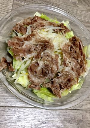レンチン簡単！豚もやしとキャベツの温野菜-レシピのメイン写真