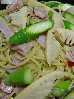 アスパラとタケノコのペペロンチーノ-レシピのメイン写真
