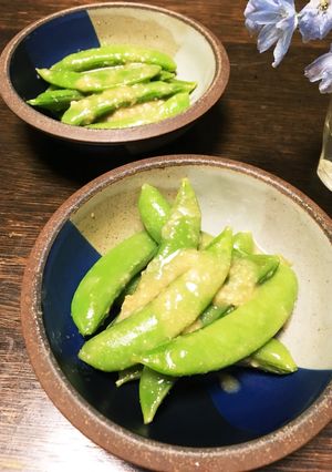 スナップえんどう塩麹酢味噌和え！-レシピのメイン写真