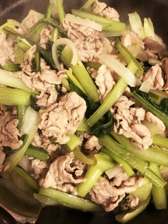 小松菜、玉ねぎ、豚肉のポン酢炒め-レシピのメイン写真